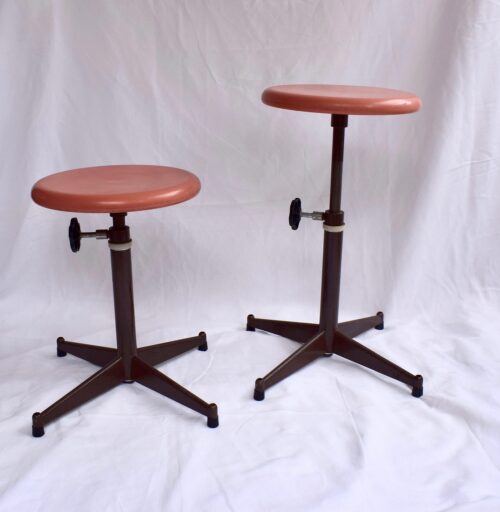 PAIR OF MID-CENTURY INDUSTRIAL SWIVEL STOOLS