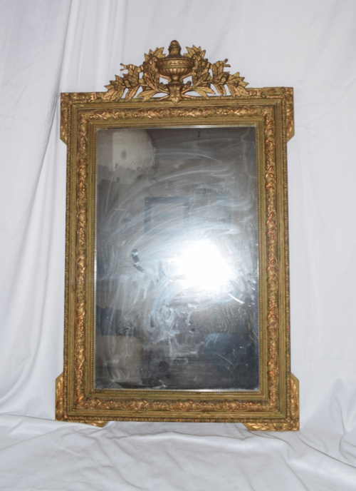A FRENCH NAPOLEON III GILT GOLD STUCCOED MIRROR