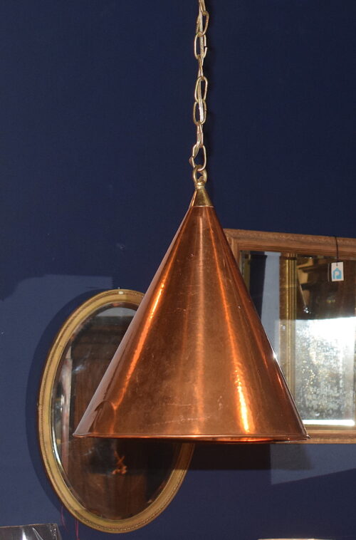 A HANDCRAFTED DANISH COPPER CONE PENDANT CEILING LIGHT