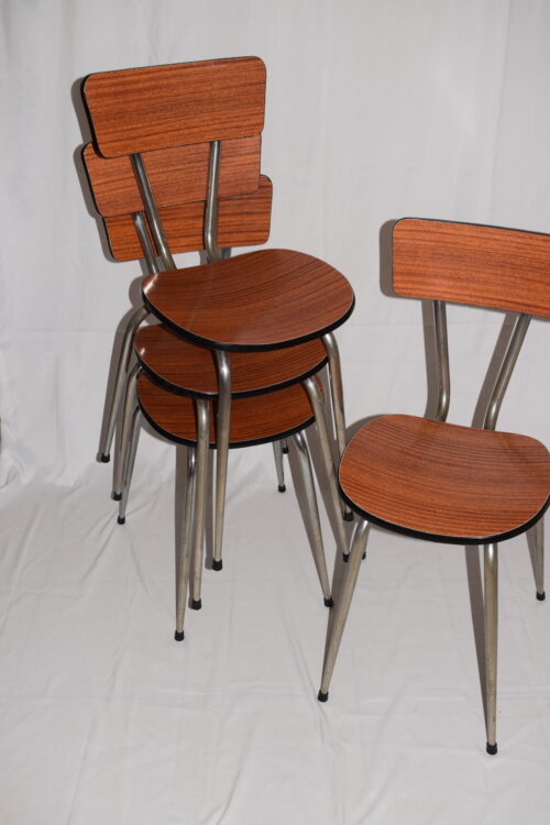 A SET OF FRENCH 1960s FORMICA RESPOAL KITCHEN CHAIRS