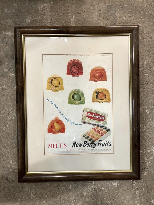 MELTIS NEW BERRY FRUITS ENGLISH ADVERTISEMENT, 1950s