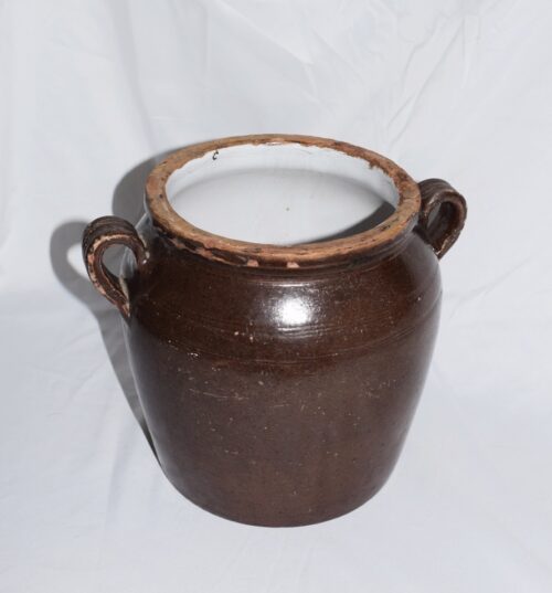 19TH CENTURY FRENCH BROWN CERAMIC CONFIT POT