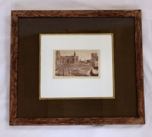 FRENCH POSTCARD OF A CATHEDRAL IN AN GOLD TRIMMED FRAME
