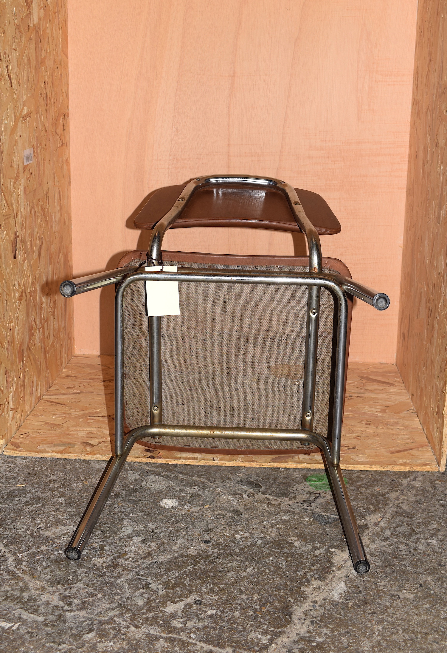 MID-CENTURY INDUSTRIAL CHROME & BROWN VINYL CHAIR, CIRCA 1960s - Image 8